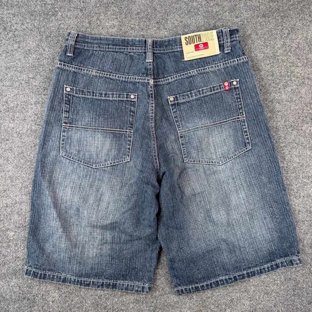 Vintage Southpole Jeans Shorts Mens 36 Blue Denim Jorts Red Tab Baggy Grunge Y2K